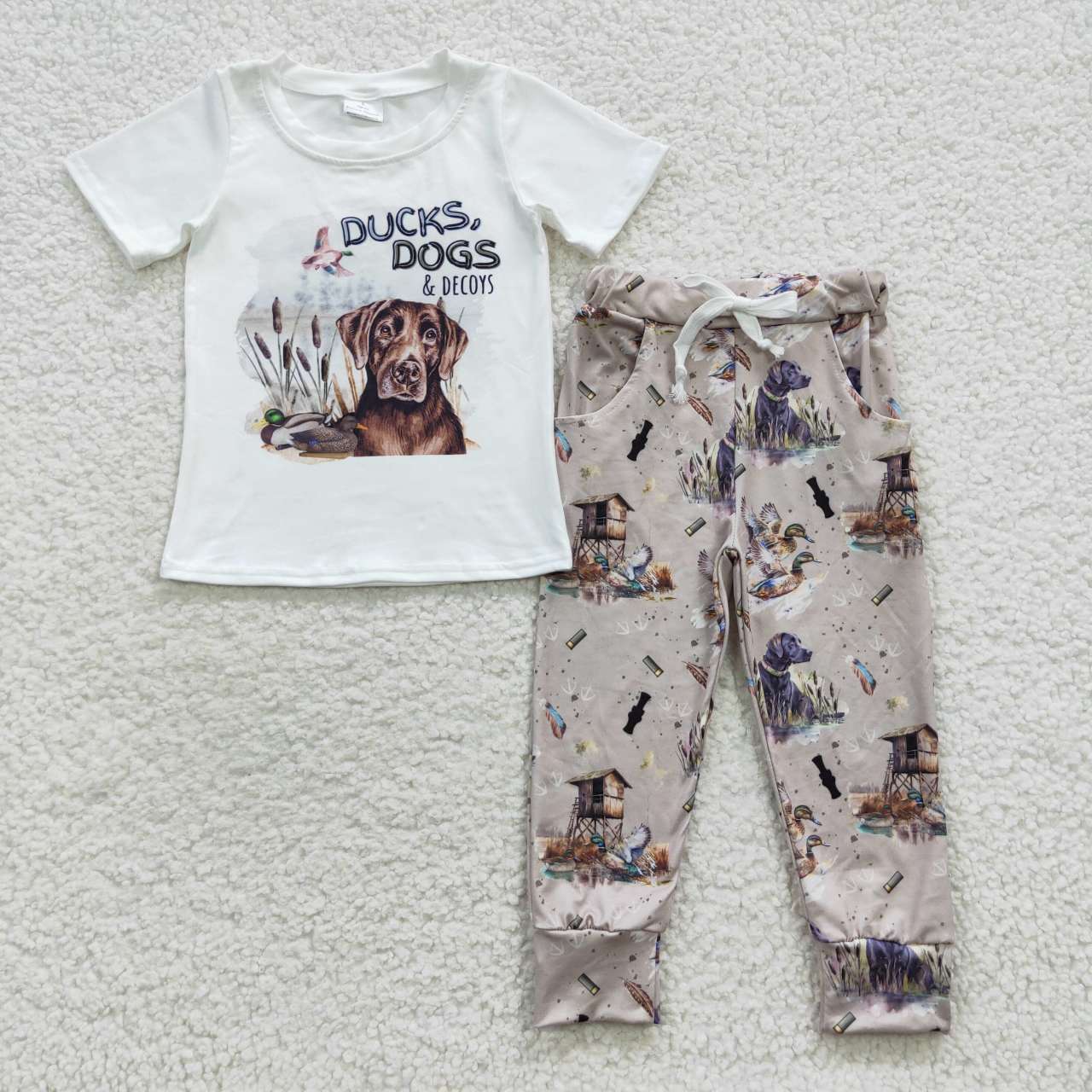 BSPO0133 HUNTING western ducks dogs pants fishing boy pajamas outfit 2202412 RTS