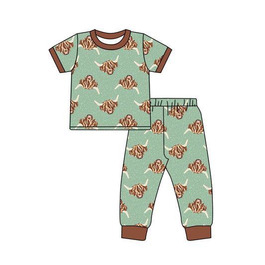 BSPO0140 preorder western short sleeve boy pajamas outfit 20230616