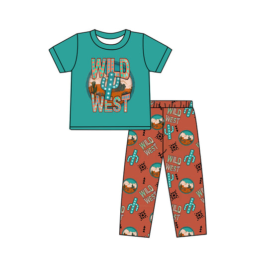 BSPO0146 western short sleeve wild west children boy outfit pajamas preorder 20230624