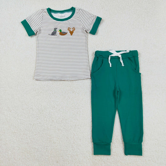 BSPO0154 embroidery duck western short sleeve  boy outfit 202508 RTS