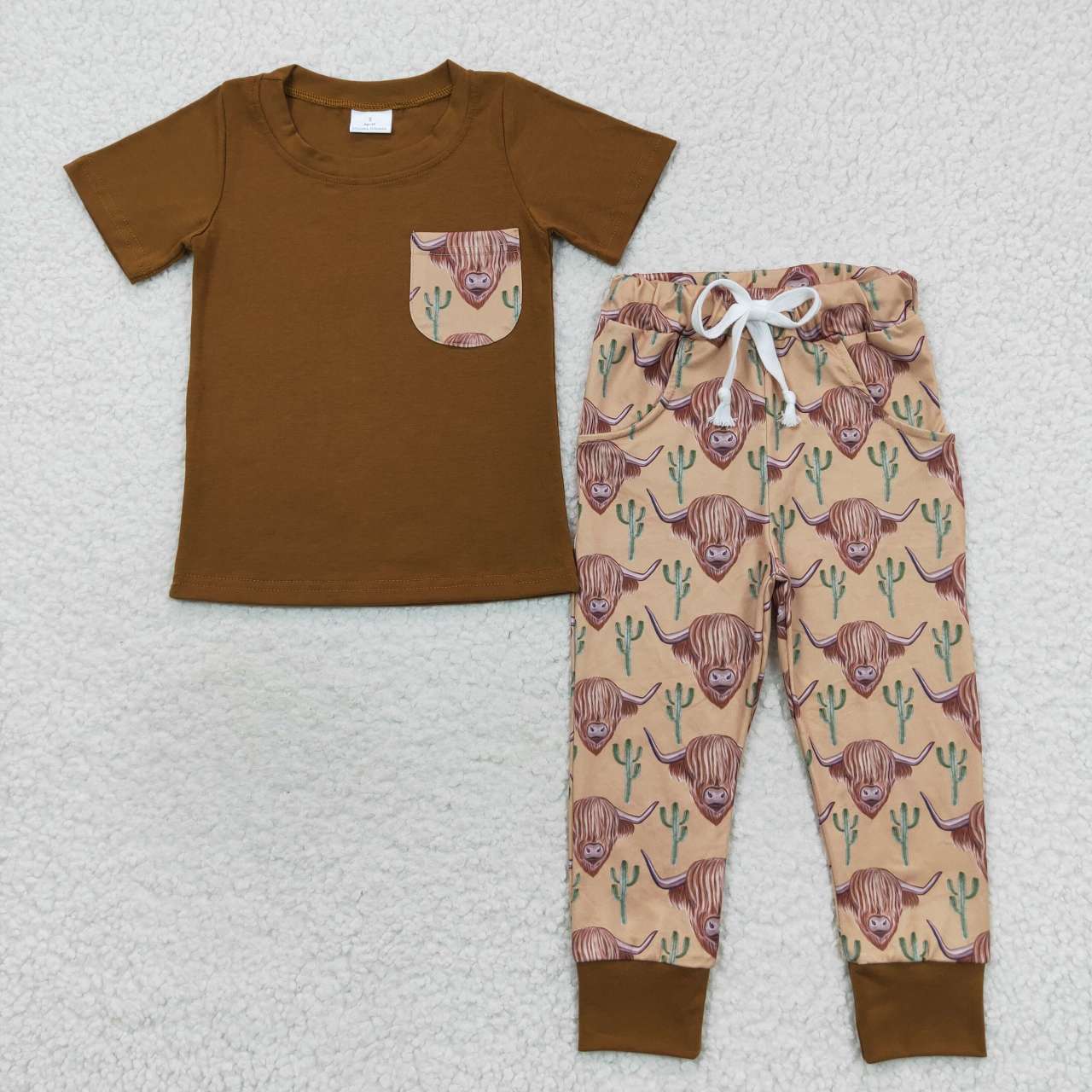 BSPO0158 western short sleeve cow pants boy outfit 20230920  RTS