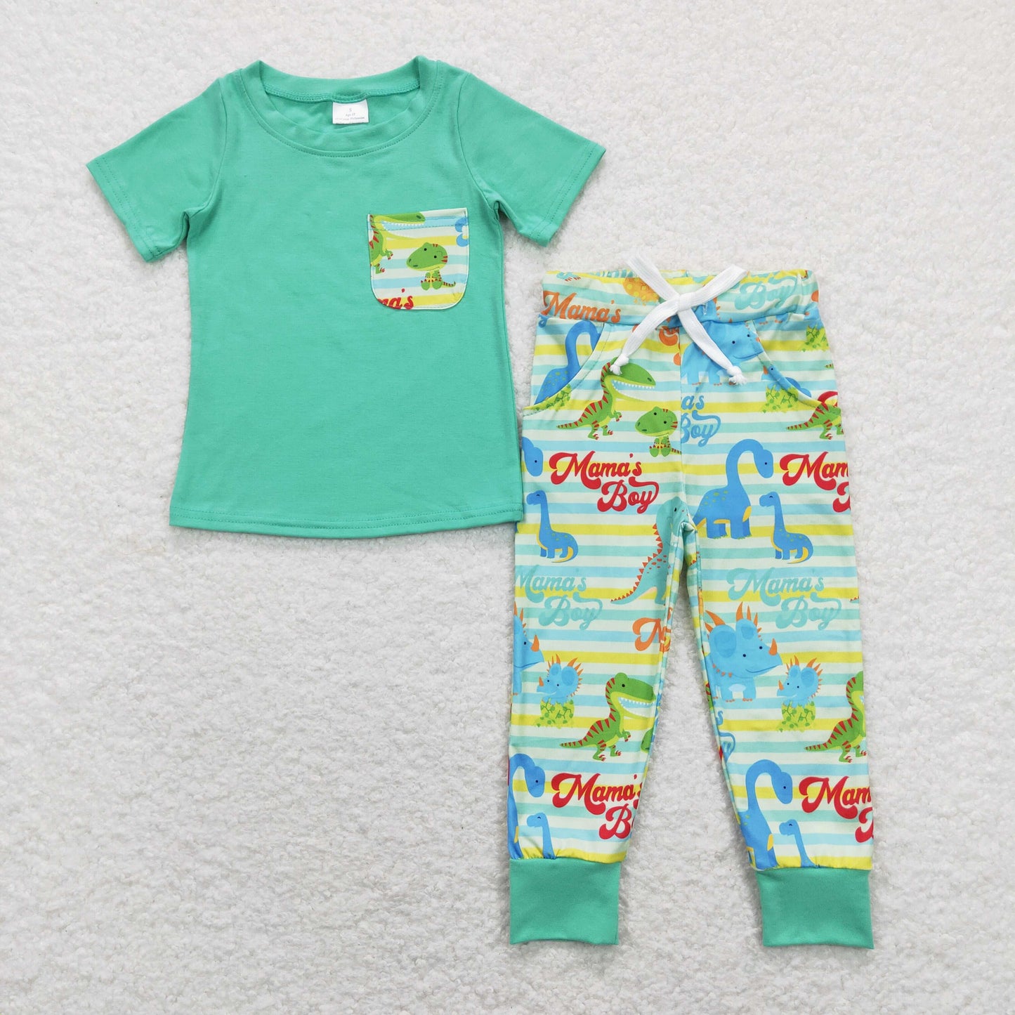 BSPO0204 western mama's boy dinosaur short sleeve boy outfit RTS 202401