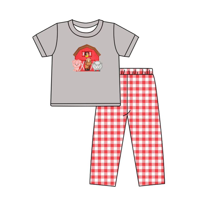 BSPO0208 farm animals short sleeve boy outfit preorder 20231019