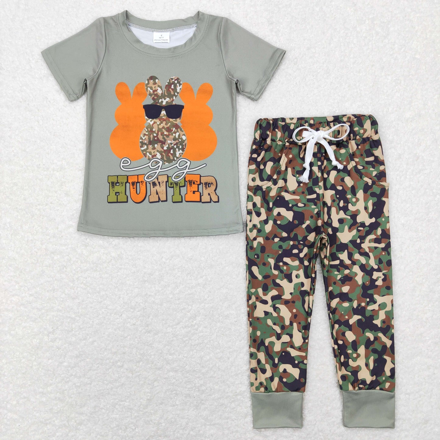 BSPO0220 RTS Hunter easter bunny short sleeve boy outfit 2022312 camo