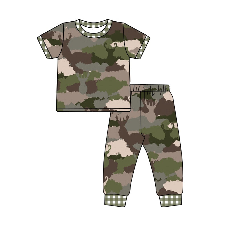 BSPO0236 preorder deer western short sleeve camo boy pajamas outfit 202231109