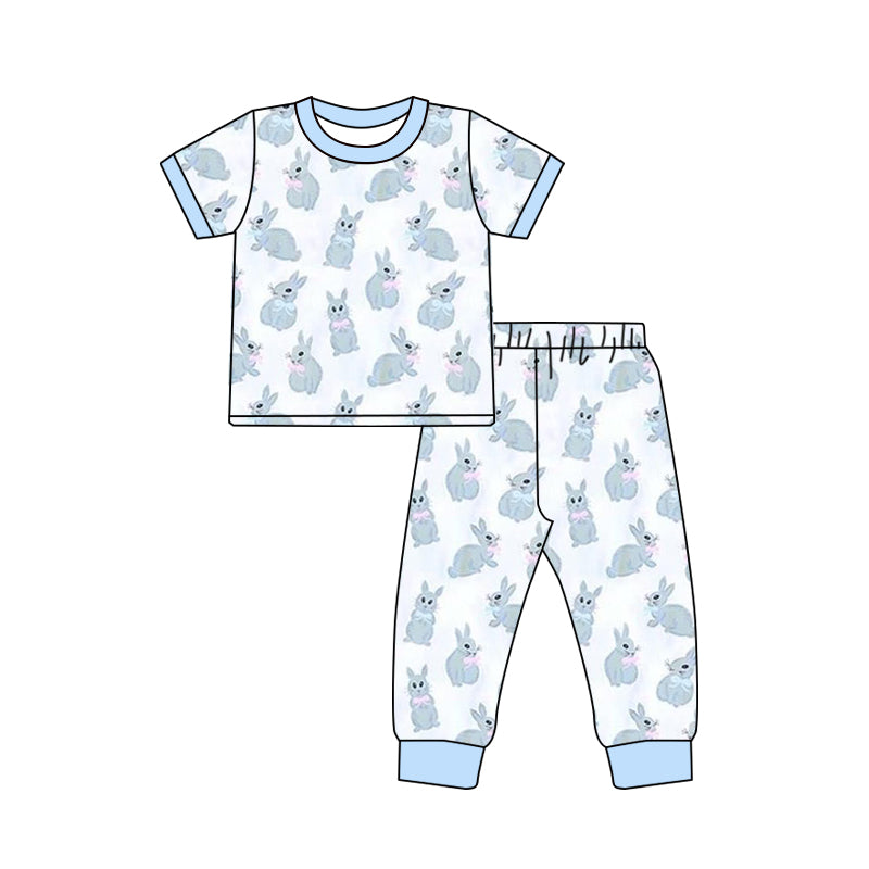 BSPO0237 rts Easter bunny short sleeve boy blue pajamas outfit 202312