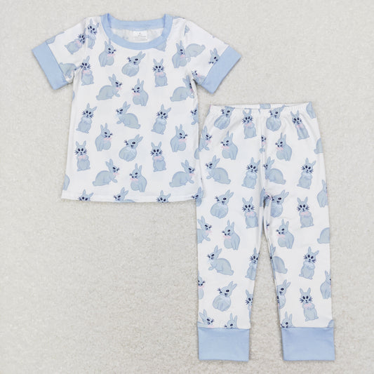 BSPO0237 rts Easter bunny short sleeve boy blue pajamas outfit 202312