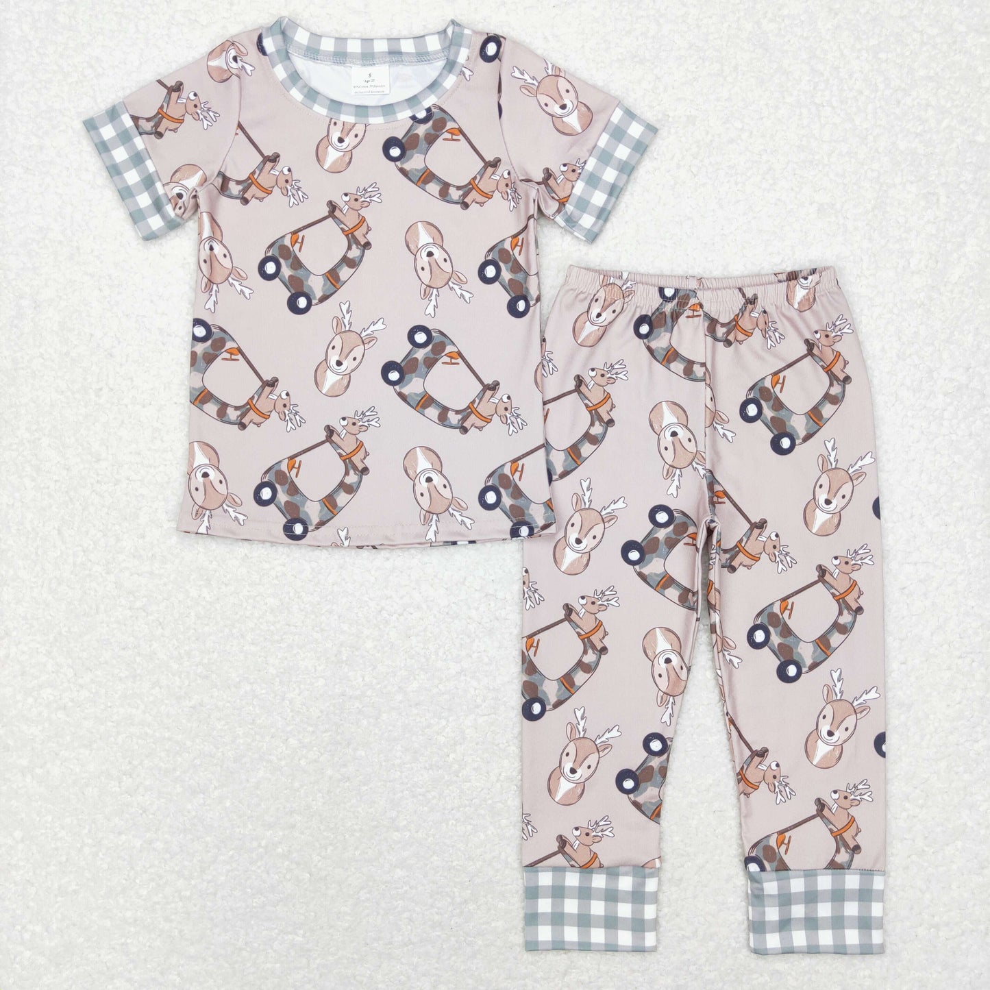 BSPO0242  RTS western short sleeve deer toy car boy pajamas outfit 202231130