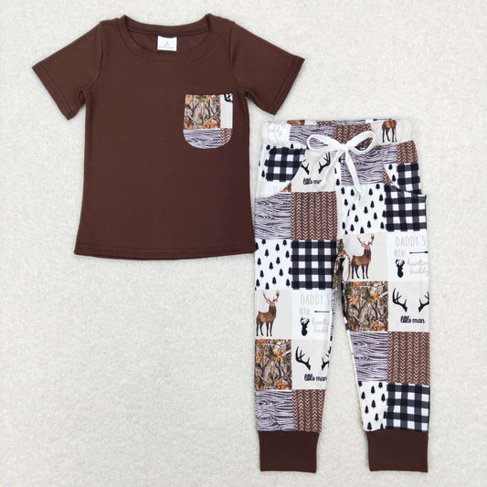 BSPO0250 RTS branch deer short sleeve boy outfit 202312