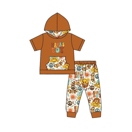 BSPO0275 preorder mama boy smile short sleeve boy pajamas outfit 202231130