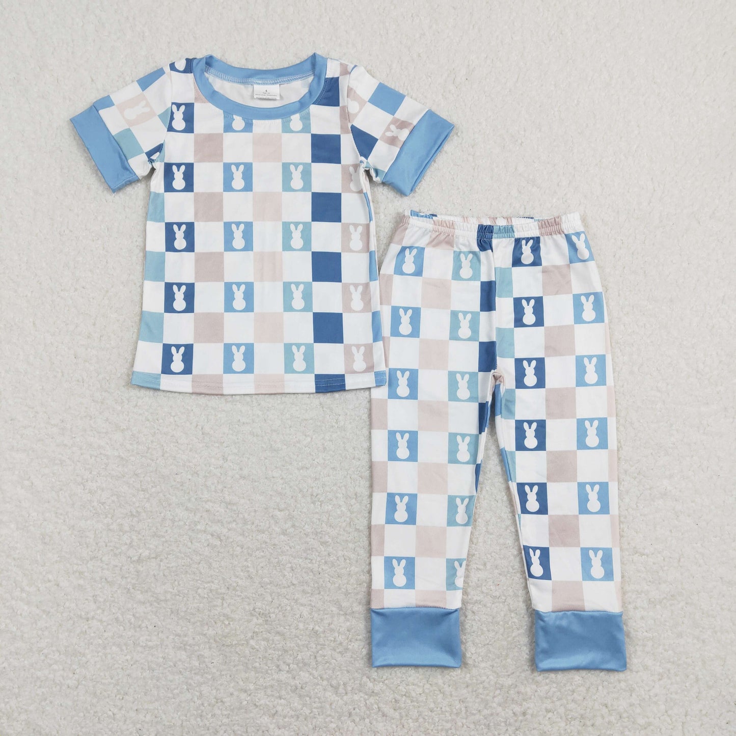 BSPO0318 RTS Easter checkerboard boys pajamas outfit 202401