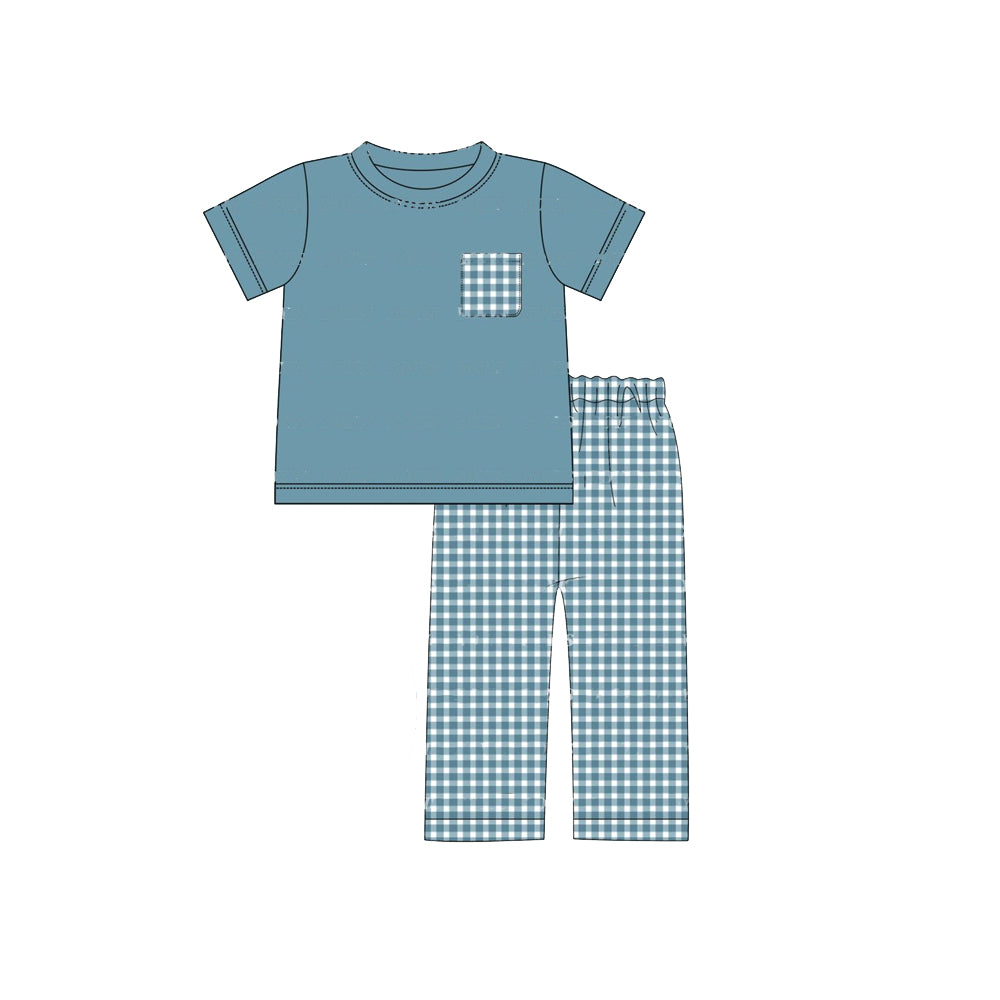 BSPO0368 boy pajamas outfit preorder 202404 plaid