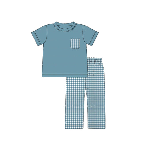 BSPO0367 boy pajamas outfit preorder 202404 plaid