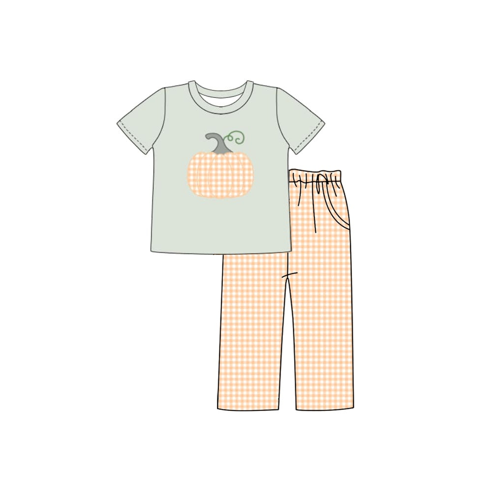 BSPO0370 boy pajamas outfit preorder 202404 pumpkin Halloween