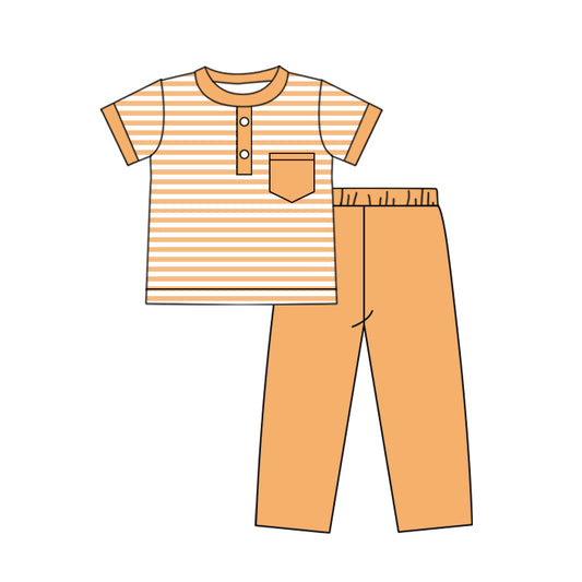 BSPO0382 组合 western  stripe orange Halloween boy outfit 202404 RTS