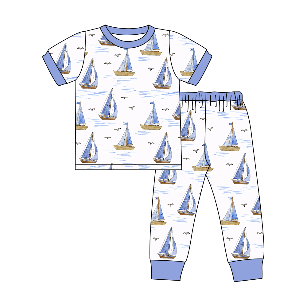 BSPO0389 sail boat boy pajamas outfit preorder 202404