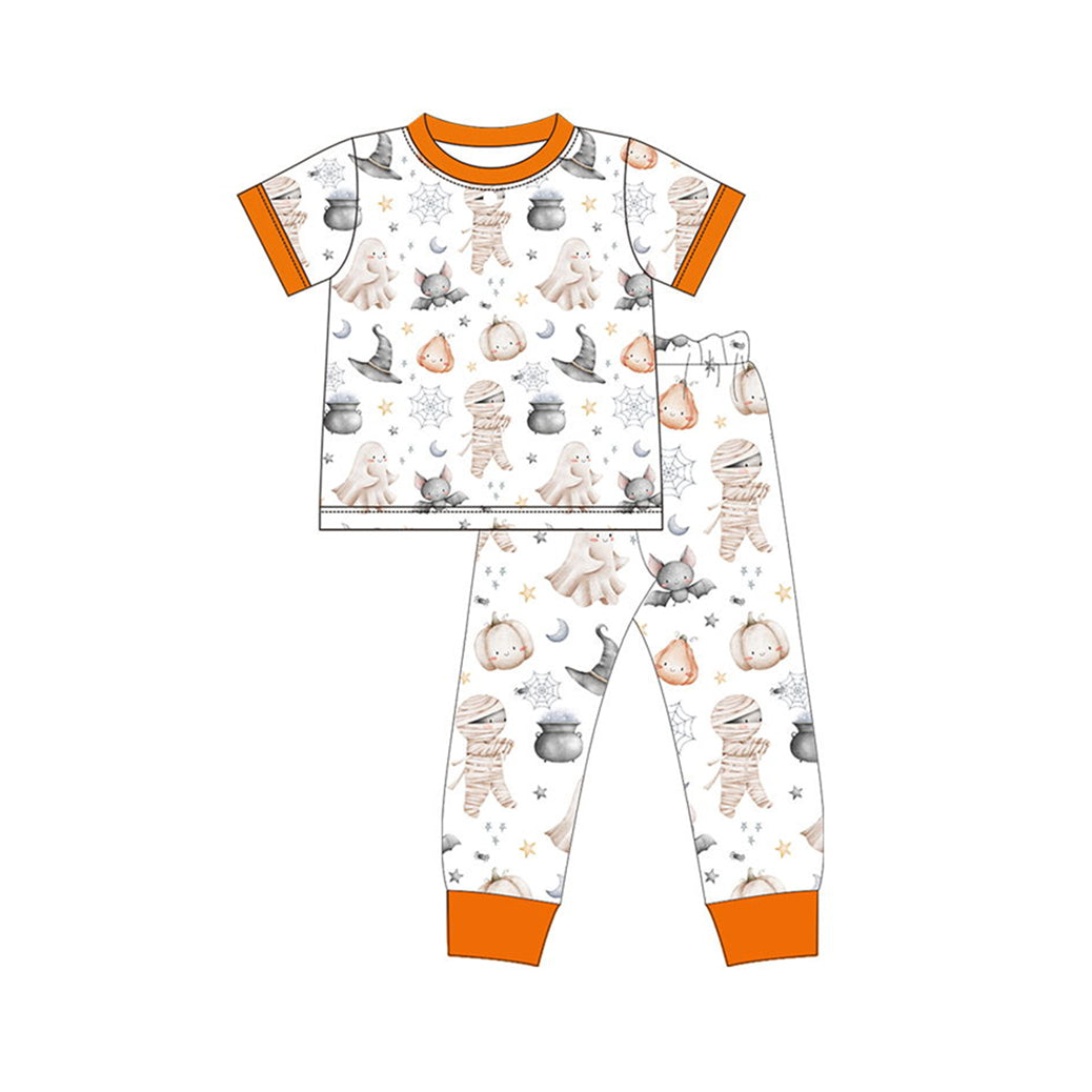 MOQ 3 --CUSTOM -BSPO0394 boy pajamas outfit 202404 pumpkin Halloween