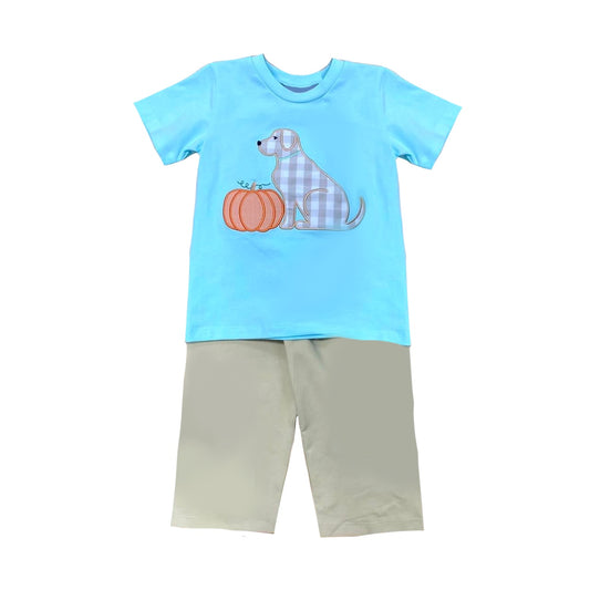 BSPO0397  preorder western Halloween pumpkin dog boy shorts outfit 202404