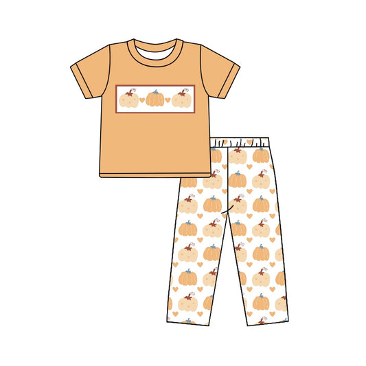 BSPO0399 Halloween Pumpkin boy pajamas outfit preorder 202404