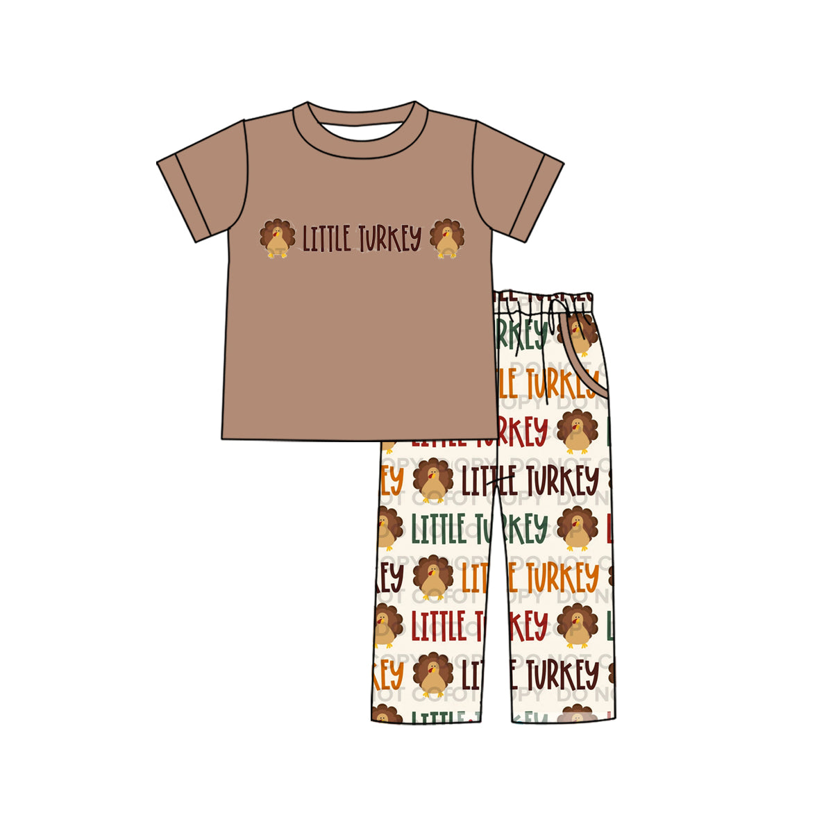 BSPO0435 preorder little turkey Thanksgiving cartoon boy pajamas outfit 202405