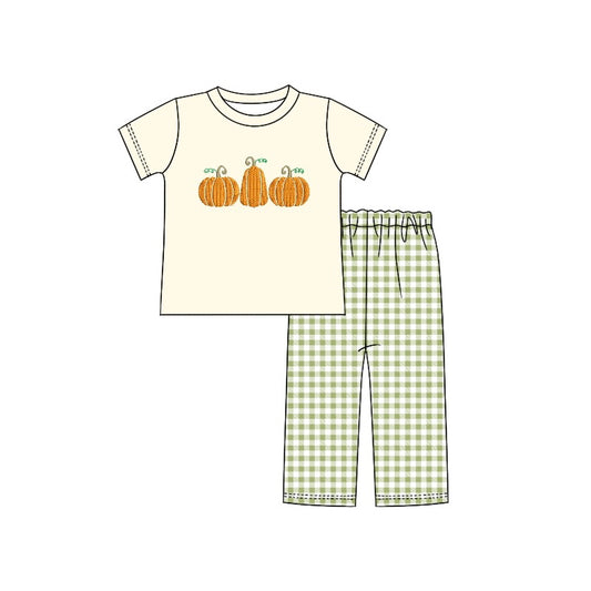 BSPO0437 Halloween pumpkin boy pajamas outfit preorder 202405