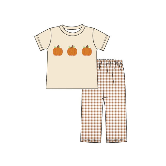 BSPO0438 Halloween pumpkin boy pajamas outfit preorder 202405