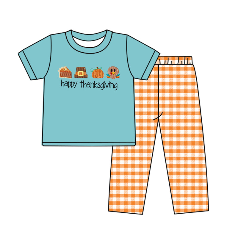 BSPO0454 turkey thanksgiving cotton pajamas boy outfit preorder 202406