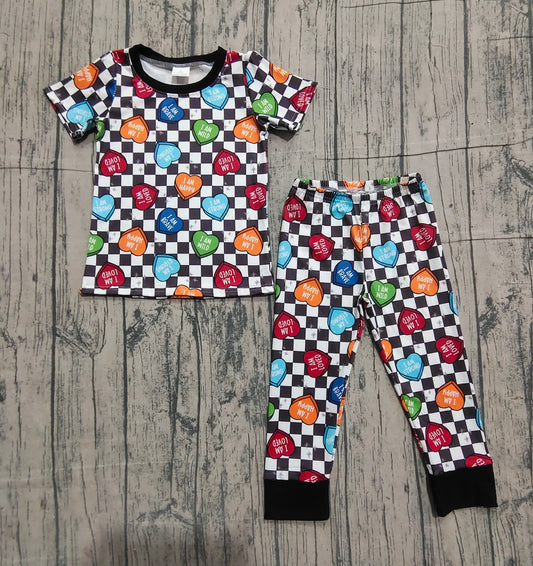 BSPO0490 Checkerboard love vanlentina boy shorts outfit 202409 preorder