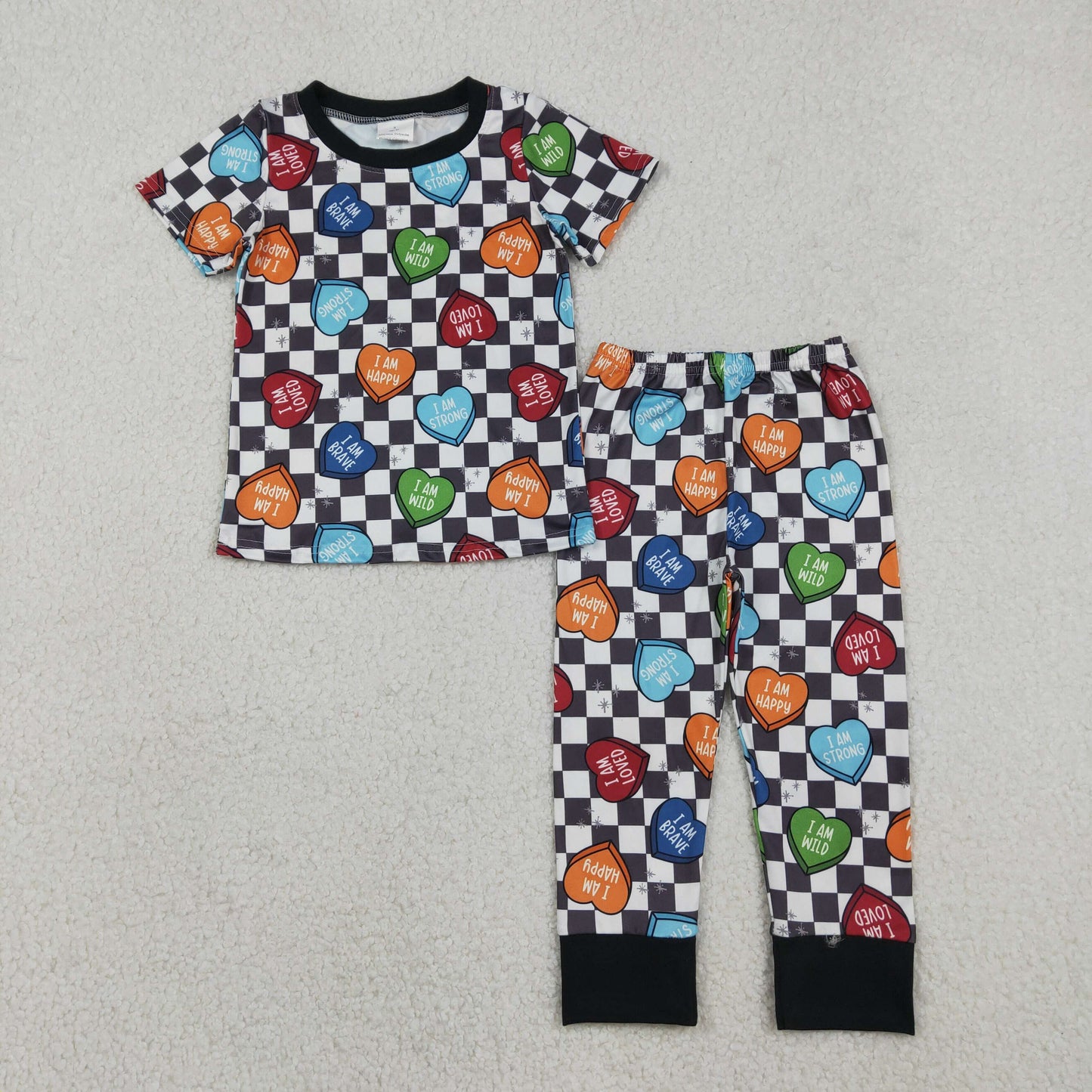 BSPO0490 Checkerboard love vanlentina boy shorts outfit 202512 RTS