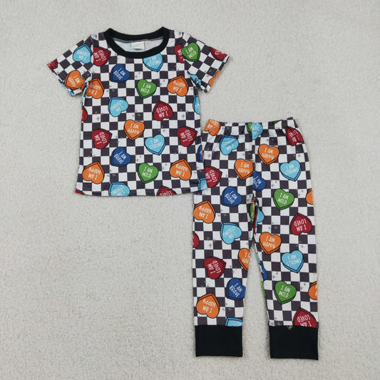 BSPO0490 Checkerboard love vanlentina boy shorts outfit 202512 RTS