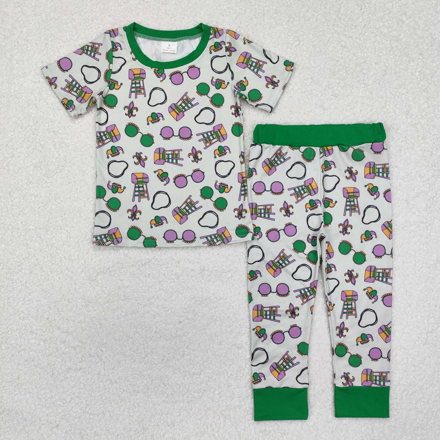 BSPO0495 Mardi Gras purple sun glasses  pajamas outfit RTS  202404 202411