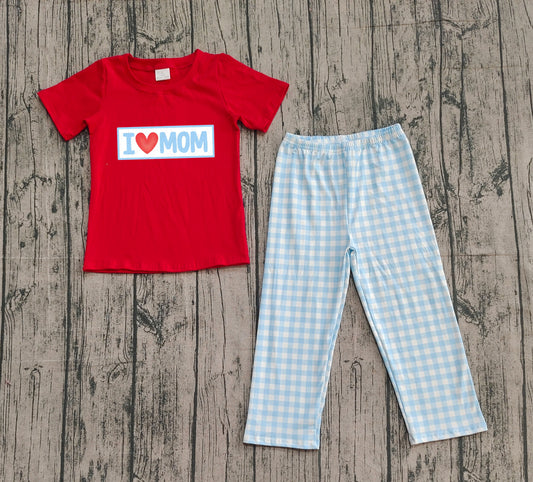 BSPO0588 Embroidery western  love mom pajamas sibling  outfit 202509 PREORDER