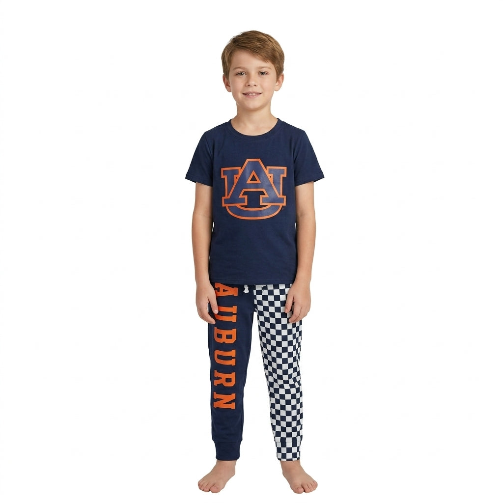 NO MOQ RTS P1057-vinyl Baby Boy Clothes Split Design Checkerboard Letter Print Jogger Pants 202610