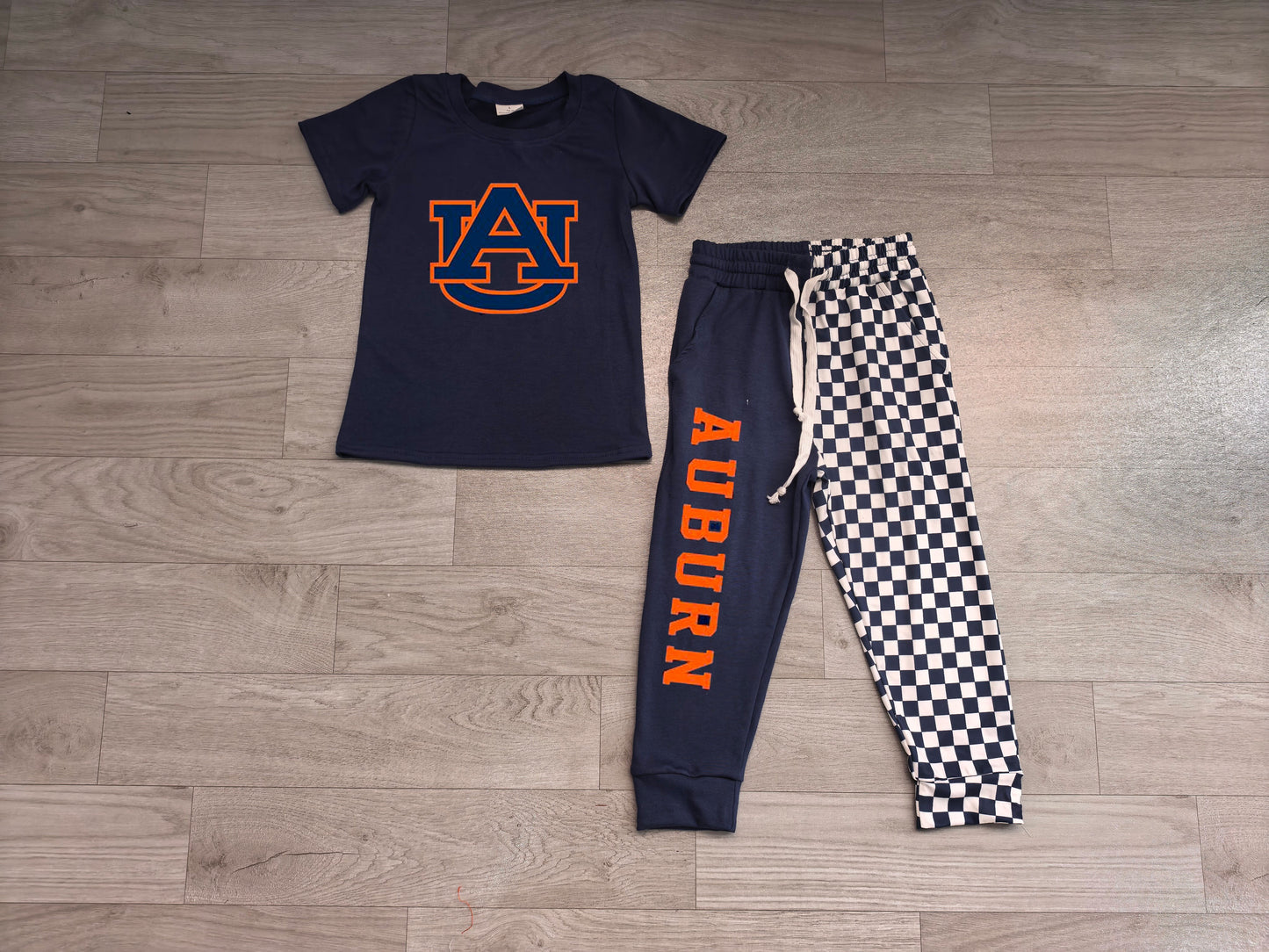 RTS BSPO0694 Team Logo Print Tee Checkered Jogger Pants Girls Set 202608