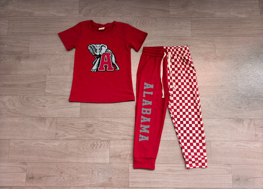 RTS BSPO0697 Sports Graphic Short Sleeve Top Gingham Pants Girls Outfit 202608