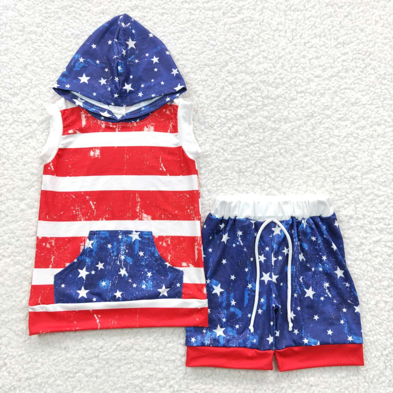 BSSO0244 RTS 4th July USA short sleeve shorts hoodie boy summer outfit 20230429