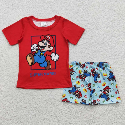 BSSO0259 short sleeve shorts cartoon Mario summer girl outfit 20230420