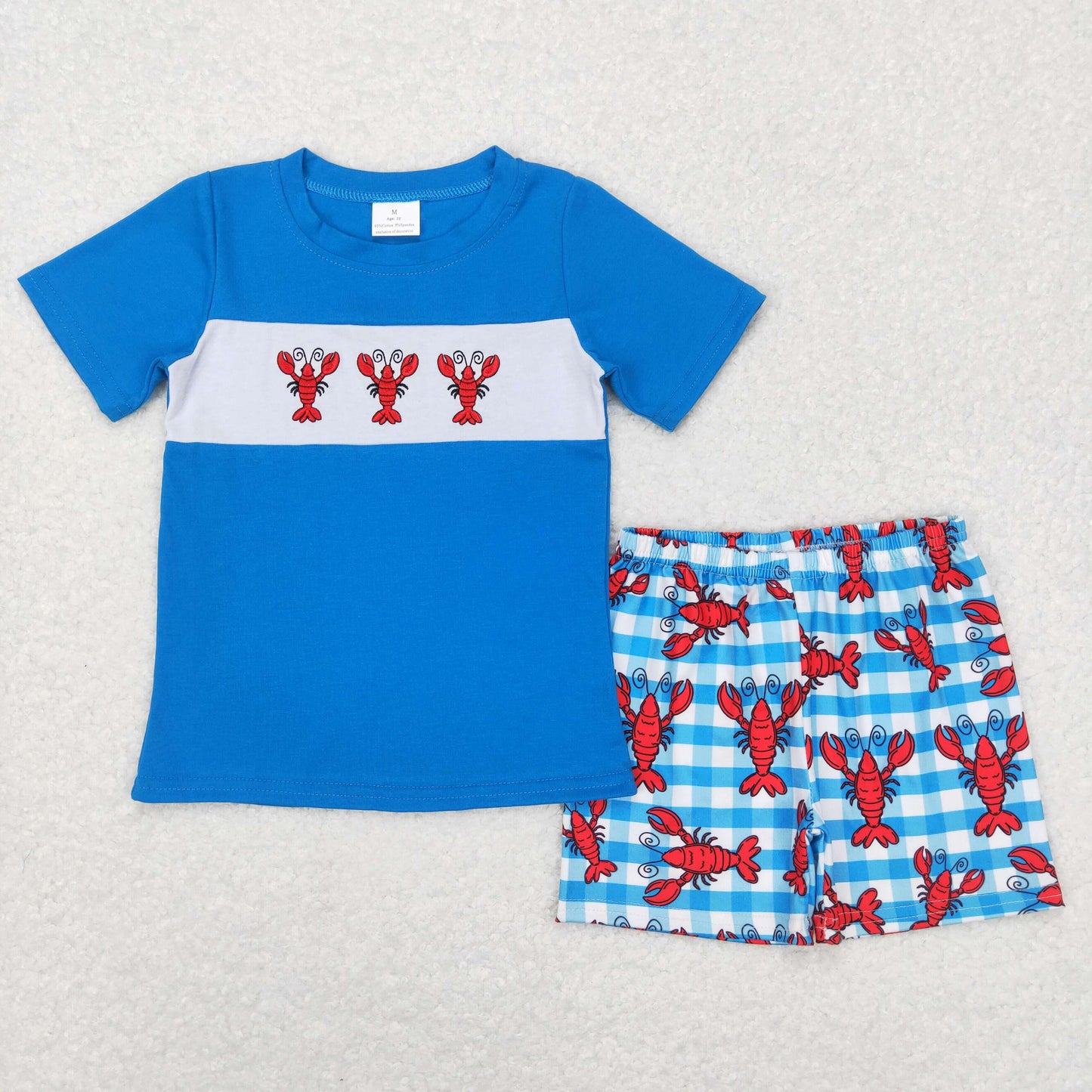 BSSO0280 boy crab fish blue short sleeve boy shorts outfits 20231121 RTS