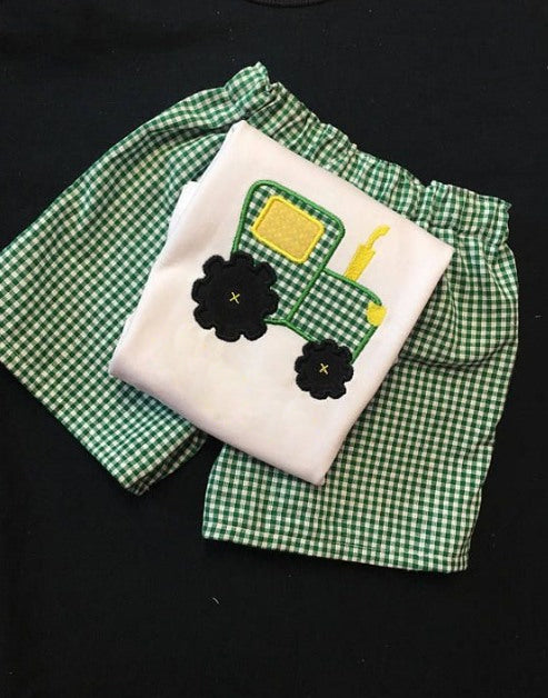 BSSO0291 western ST Patrick lucky tractor short sleeve boy shorts outfit preorder 20231019