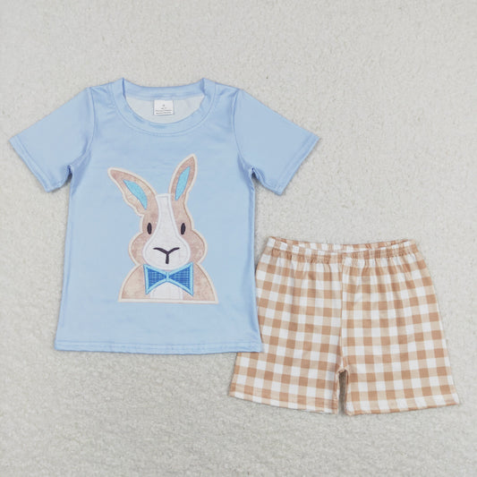 BSSO0292 western Embroidery Easter rabbit short sleeve boy shorts outfit  rts 20231019