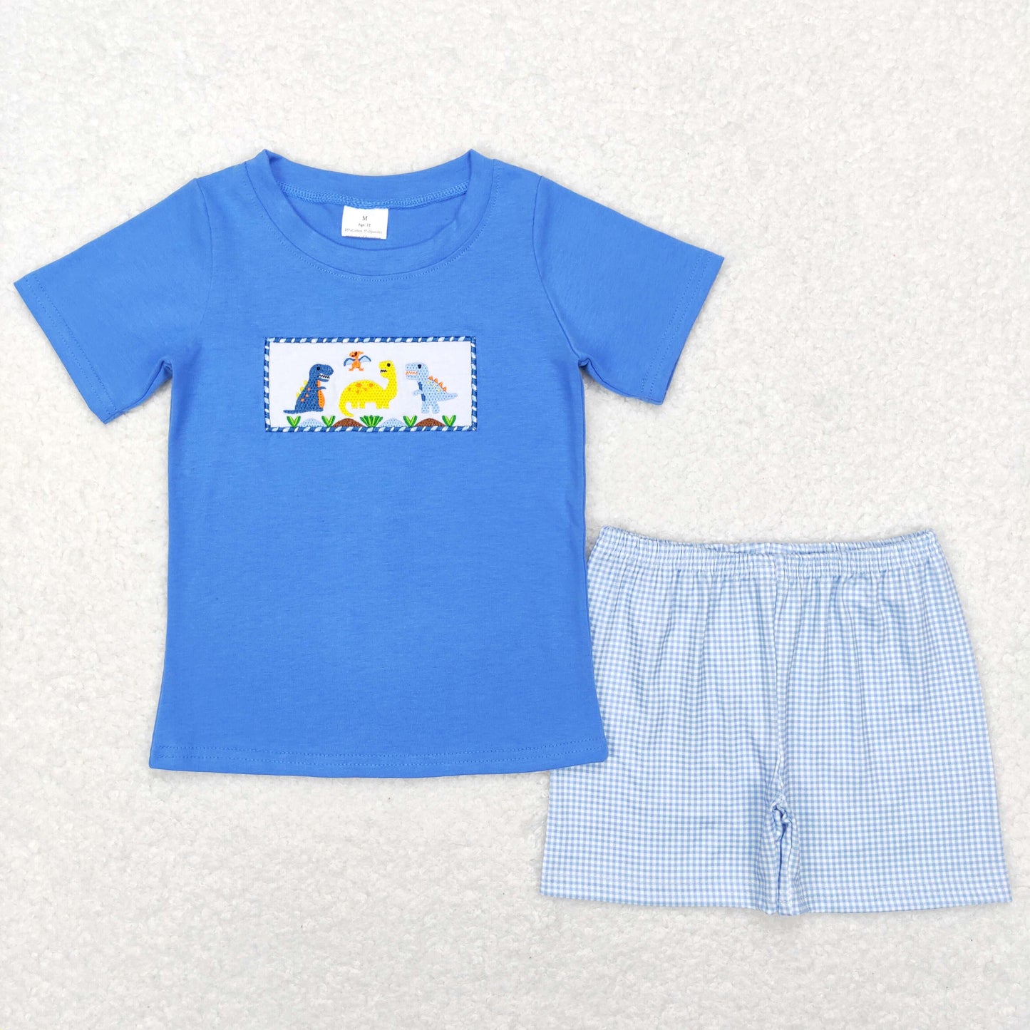 BSSO0293 western dinosaur Embroidery animals short sleeve boy shorts outfit RTS 20231130