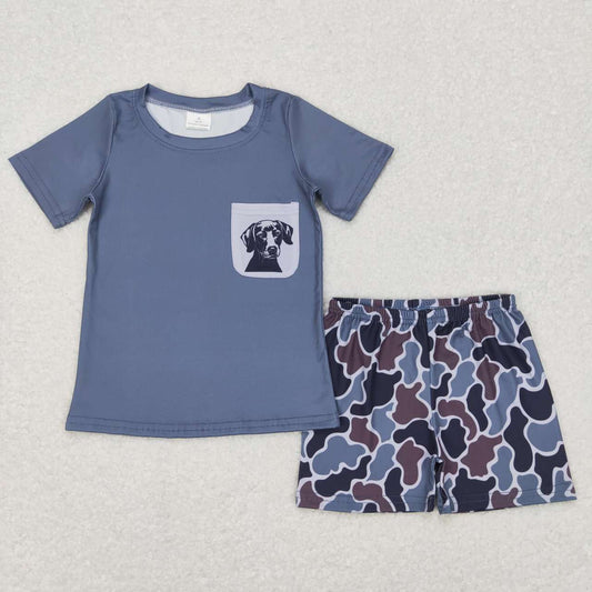 BSSO0304 Camo dog short sleeve shorts boy summer outfit 20231121 RTS