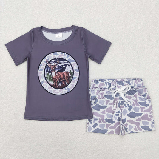 BSSO0324 Camo deer short sleeve shorts boy summer outfit 20231130 RTS