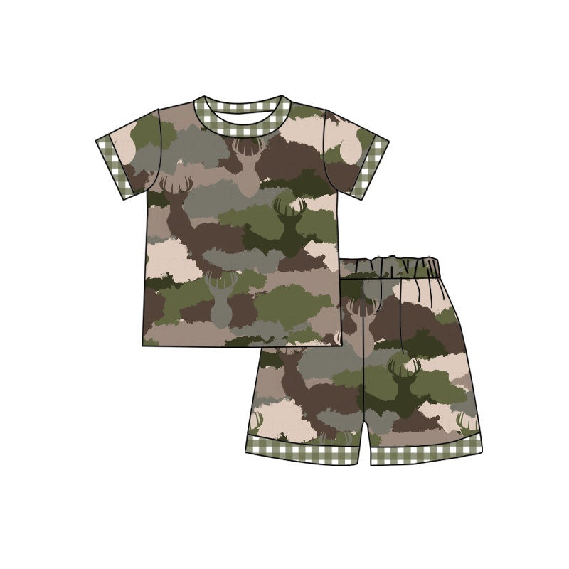 BSSO0342 preorder deer western short sleeve camo boy shorts outfit 202231109