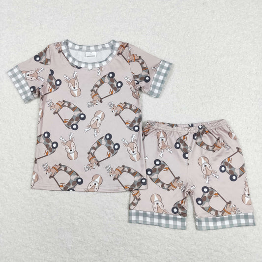 BSSO0349  western deer toy car boy pajamas shorts outfit 202401 RTS