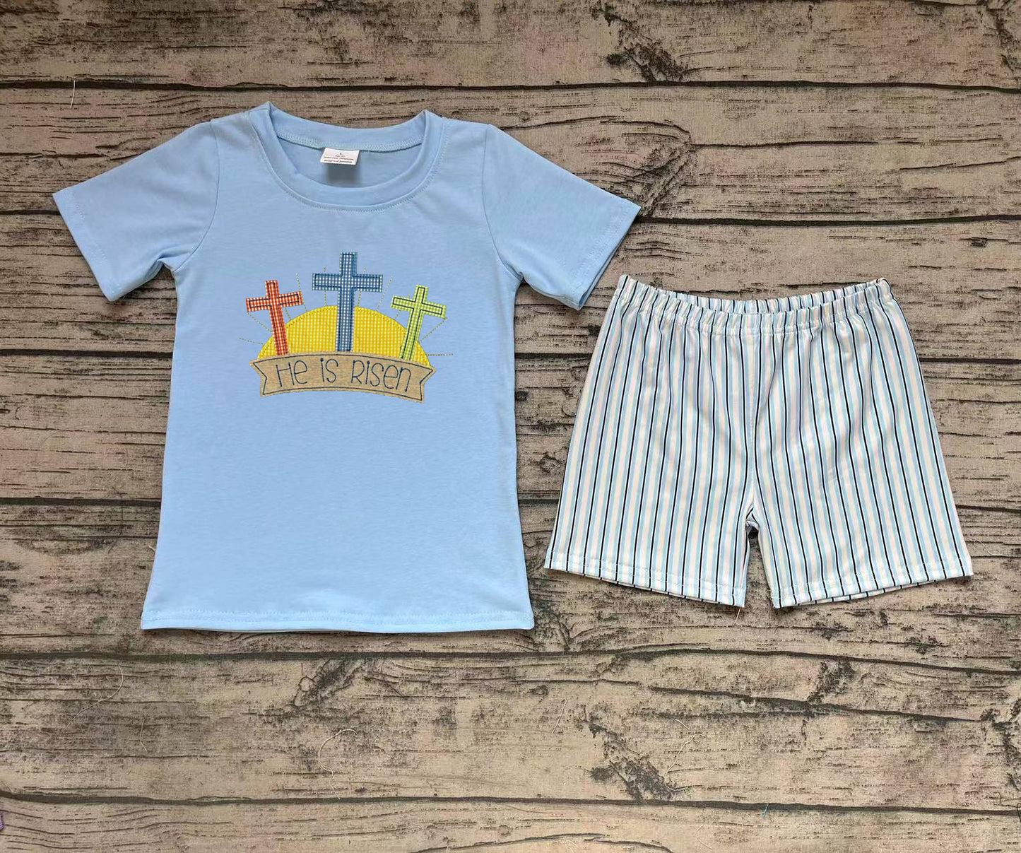 BSSO0356 RTS western short sleeve Easter boy shorts outfit 2022312