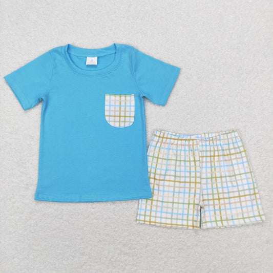 BSSO0372 RTS plaid blue shorts summer boy clothes outfit 202312