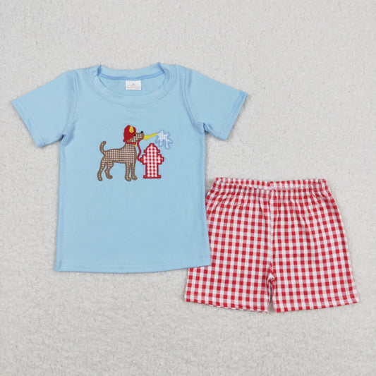 BSSO0377 Embroidery love boy dog shorts boy summer outfit 202403 RTS