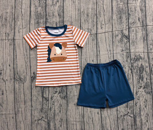 BSSO0380  embroidery  cow shorts boy outfit 202602