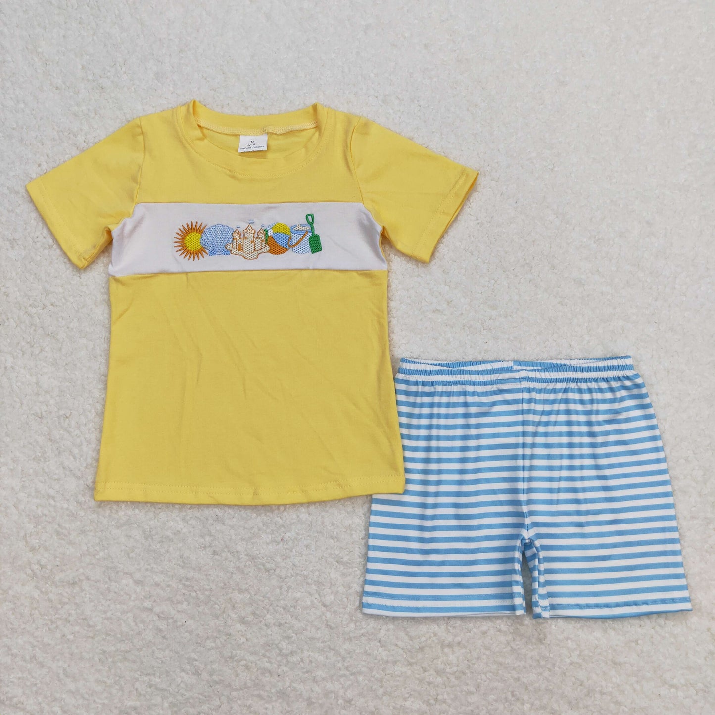 BSSO0397 RTS embroidery shell castle sun sea beach  boy shorts outfit 202406